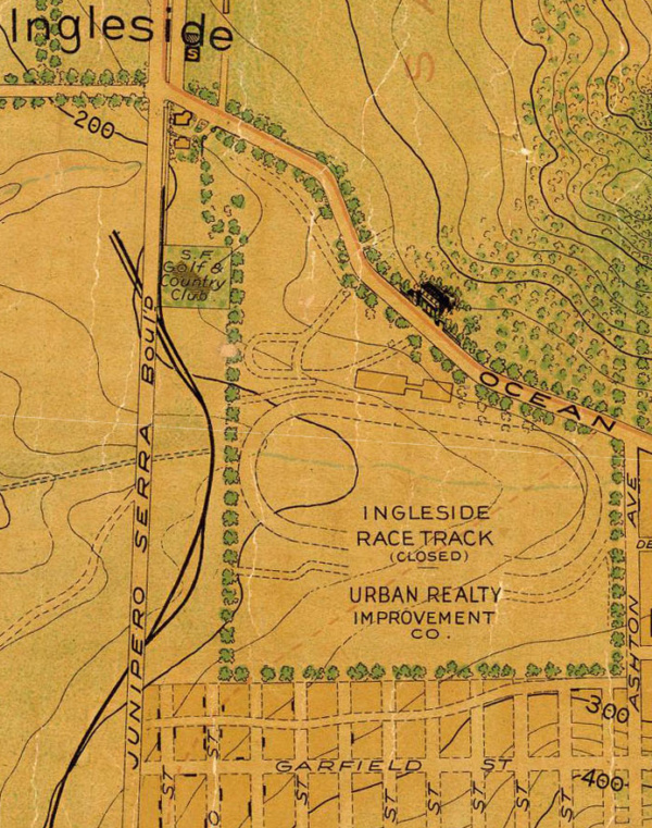 1911 map of Ingleside Racetrack